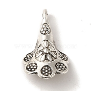 Tibetan Style Alloy Pendants, Cadmium Free & Lead Free, Flower Charms, Antique Silver, 19x11x5mm, Hole: 2.2mm(TIBEP-L021-06AS)