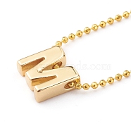 Brass Initial Pendant Necklaces, with Ball Chains, Golden, Letter.M, 16.14 inch(41cm)(NJEW-JN03330-02)