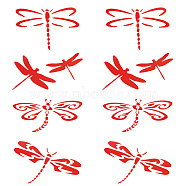 8Pcs 4 Styles PET Self-Adhesive Stickers, for Party Decorative Presents, Dragonfly, FireBrick, 55~82x77~104x0.3mm, 2pcs/style(STIC-GF0001-24A)