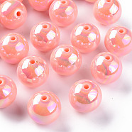 Opaque Acrylic Beads, AB Color Plated, Round, Light Salmon, 20x19mm, Hole: 2~3mm, about 111pcs/500g(MACR-S370-D20mm-A12)