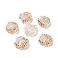 Plating Transparent Acrylic Beads, Golden Metal Enlaced, Shell, Clear, 10.5x12x4mm, Hole: 1.6mm, 1580pcs/500g(OACR-P013-19)