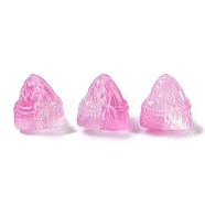 Baking Paint Glass Beads, Triangular Zongzi, Hot Pink, 15.5~16x15x14mm, Hole: 1.2mm(GLAA-S202-15J)