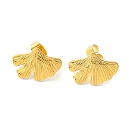 PVD Vacuum Plating 304 Stainless Steel Stud Earrings for Women, Ginkgo Leaf, Golden, 11.2x17mm(EJEW-L284-07G)