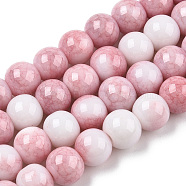 Opaque Crackle Glass Round Beads Strands, Imitation Stones, Round, Flamingo, 8~9mm, Hole: 1.5mm, about 104~106pcs/strand, 30.31~31.10 inch(77~79cm)(GLAA-T031-01I)