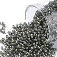 TOHO Round Seed Beads, Japanese Seed Beads, (371) Inside Color Black Diamond/White Lined, 11/0, 2.2mm, Hole: 0.8mm, about 1110pcs/10g(X-SEED-TR11-0371)