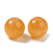 Translucent Resin Beads, Glitter Beads, Round, Orange, 8x7.5mm, Hole: 1.8mm(RESI-Z015-04E)