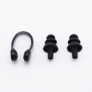 Silicone Nose Clip & Earplug Set, for Swimming Protective Gear, Black, 36x22x16mm, 3pcs/set(AJEW-WH0240-32A)