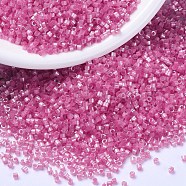 MIYUKI Delica Beads, Cylinder, Japanese Seed Beads, 11/0, (DB1867) Silk Inside Dyed Rose AB, 1.3x1.6mm, Hole: 0.8mm, about 20000pcs/bag, 100g/bag(SEED-J020-DB1867)