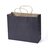 Pure Color Paper Bags, Gift Bags, Shopping Bags, with Handles, Rectangle, Prussian Blue, 26x31.5x11cm(CARB-L003-03A)