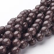 Natural Mashan Jade Round Beads Strands, Dyed, Coconut Brown, 10mm, Hole: 1mm, about 41pcs/strand, 15.7 inch(G-D263-10mm-XS14)