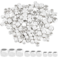 150Pcs 3 Style Brass Beads, Cube, 925 Sterling Silver Plated, 2.5~4x2.5~4x2.5~4mm, Hole: 1.4~2.6mm, 50pcs/style(KK-CN0002-71S)