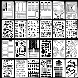 24 Sheets Plastic Drawing Stencil Sets, for Planner, Dairy, DIY Scrapbooking, Mixed Shapes, Clear, 210x140x0.1mm(AJEW-WH20004-03A)