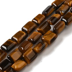 Natural Tiger Eye Beads Strands, Rectangle, 8~9x6.5~7x4mm, Hole: 0.8mm, about 45pcs/strand, 15.16 inch(38.5cm)(G-G085-A03-01)