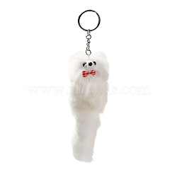 Imitation Wool and Plastic Keychain, with Iron Ring, Fox, 20~20.5cm(KEYC-Z004-01A)