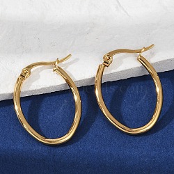 201 Stainless Steel Hoop Earrings, with 304 Stainless Steel Pins, Oval, Golden, 27.5x20.5x2mm, 12 Gauge, Pin: 1x0.7mm(EJEW-I245-03F)