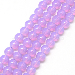 Baking Painted Glass Beads Strands, Imitation Opalite, Round, Plum, 6mm, Hole: 1.3~1.6mm, about 133pcs/strand, 31.4 inch(X-DGLA-Q023-6mm-DB18)