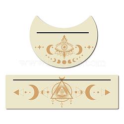 Gorgecraft 2Pcs 2 Style Natural Wood Card Stand for Tarot, Display Stand for Witch Divination Tools, Moon-shaped & Rectangle with Pattern, BurlyWood, 1pc/style(DJEW-GF0001-33I)