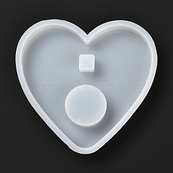 Heart DIY Candle Silicone Molds Making, for UV Resin, Epoxy Resin Jewelry Making, White, 12.4x12.5x1.5cm, Hole: 14mm, Inner Diameter: 3.6cm(DIY-F065-15)