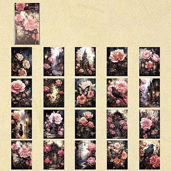 Flower Scrapbook Paper Pads, for DIY Album Scrapbook, Background Paper, Diary Decoration, Pink, 140x100mm, 20pcs/set
