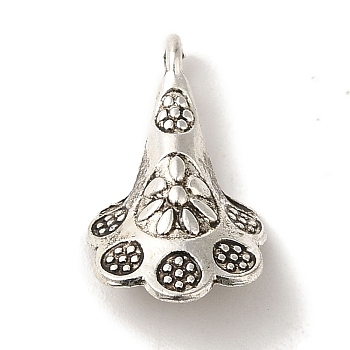 Tibetan Style Alloy Pendants, Cadmium Free & Lead Free, Flower Charms, Antique Silver, 19x11x5mm, Hole: 2.2mm