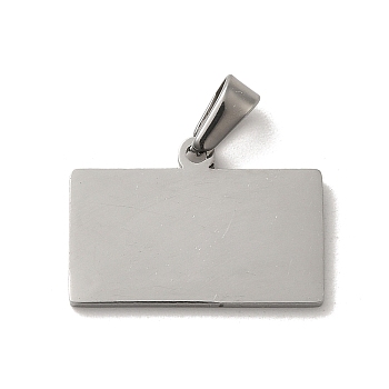 304 Stainless Steel Stamping Blank Tag Pendants, Rectangle Charm, Stainless Steel Color, 14x20x1.5mm, Hole: 2x5mm