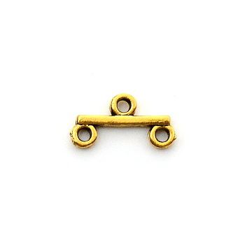 Alloy Chandelier Component Links, 3 Loop Connector, Tibetan Style, Antique Golden, 8x15x2mm, Hole: 1.6mm