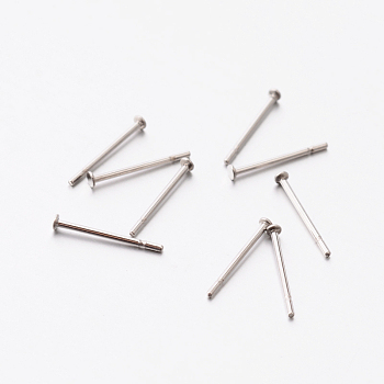 304 Stainless Steel Stud Earring Findings, Stainless Steel Color, 12x1.5mm, Pin: 0.6mm