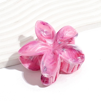 5-Petals Flower Shapes Plastic Claw Hair Clips, Hair Accessories for Women Girl, Hot Pink, 75x80x40mm