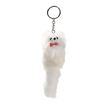 Imitation Wool and Plastic Keychain, with Iron Ring, Fox, 20~20.5cm