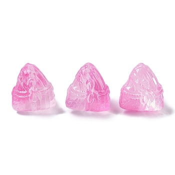 Baking Paint Glass Beads, Triangular Zongzi, Hot Pink, 15.5~16x15x14mm, Hole: 1.2mm