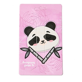 Rectangle Paper Hair Clip Display Cards, Panda Print Jewelry Display Card for Hair Clip Storage, Pearl Pink, 10.6x6.3x0.05cm
