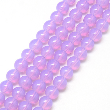 Baking Painted Glass Beads Strands, Imitation Opalite, Round, Plum, 6mm, Hole: 1.3~1.6mm, about 133pcs/strand, 31.4 inch