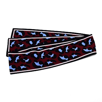 Silk Scarves Decorate, Scarf Necklaces, Leopard Print Pattern, Dark Red, 1150x70x0.5mm