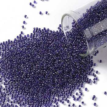 TOHO Round Seed Beads, Japanese Seed Beads, (181) Inside Color AB Crystal/Purple Lined, 15/0, 1.5mm, Hole: 0.7mm, about 15000pcs/50g