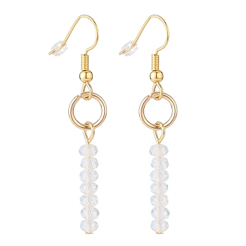 Opalite Beads Dangle Earrings, Round Stone Tassel Drop Earrings, Golden, 50mm, Pin: 0.6mm