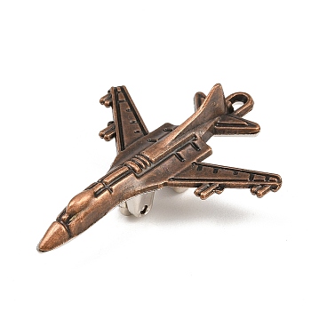 Tibetan Style Alloy Big Pendants, Airplane Charms, Red Copper, 56x43.5x18mm, Hole: 2x3mm