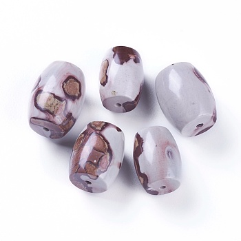 Natural Dendritic Jasper Beads, Chohua Jasper, Barrel, 20~25x15~18mm, Hole: 1.5~2mm