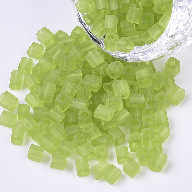 Yellow Green Cube Glass Beads