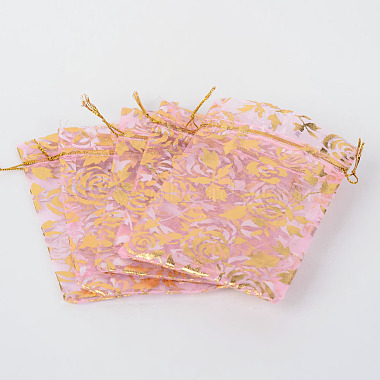 ローズプリントオーガンジーバッグ巾着袋(OP-R021-10x12-01)-2