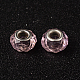 Pink European Style Iron Silver Tone Core Faceted Rondelle Glass Large Hole Beads for DIY Jewelry Bracelets & Necklaces Making(X-GDA001-65)-3