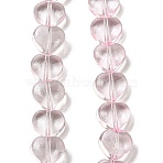 Baking Paint Transparent Glass Beads Strands, Heart, Pink, 8x8x4.5mm, Hole: 0.8mm, about 99~100pcs/strand, 29.13~29.53 inch(74~75cm)(DGLA-A08-T8mm-KD01)