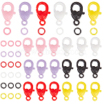 96Pcs Heart Plastic Lobster Claw Clasps, with 96Pcs Zinc Alloy Open Jump Rings, Mixed Color, 22.5x13x6.5mm, Hole: 3mm(FIND-SC0013-50)