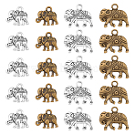 80Pcs 4 Style Tibetan Style Alloy Pendants, Elephant, Antique Bronze & Antique Silver, 12~17x14~21x2.5~4mm, Hole: 1~2.5mm, 20pcs/style(TIBEP-AR0001-08)