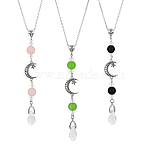 3Pcs Glass Alloy Pendant Decorations, with Alloy Lobster Claw Clasps, Mixed Color, 240mm, 3pcs/set(HJEW-DR00165)