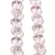 Baking Paint Transparent Glass Beads Strands, Heart, Pink, 8x8x4.5mm, Hole: 0.8mm, about 99~100pcs/strand, 29.13~29.53 inch(74~75cm)(DGLA-A08-T8mm-KD01)