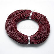 Spray Painted Cowhide Leather Cords, Dark Red, 2.0mm, about 100yards/bundle(300 feet/bundle)(WL-R001-2.0mm-16)