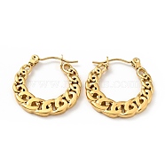 Ion Plating(IP) 304 Stainless Steel Curb Chains Hoop Earrings for Women, Golden, 22x21x2mm, Pin: 0.8mm(EJEW-G293-06G)