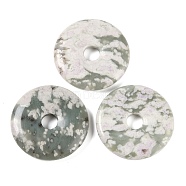 Natural Peace Jade Pendants, Donut/Pi Disc Charms, 40x7mm, Hole: 8.5mm(G-NH0028-02)