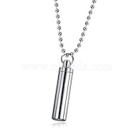 316L Surgical Stainless Steel Perfume Bottle Pendants, Column, Stainless Steel Color, 37.5x9mm(BOTT-PW0001-004A-P)