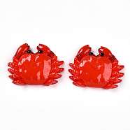 Resin Cabochons, Crab, Tomato, 34.5~35x44.3~45x10.5~11mm(RESI-T057-21)